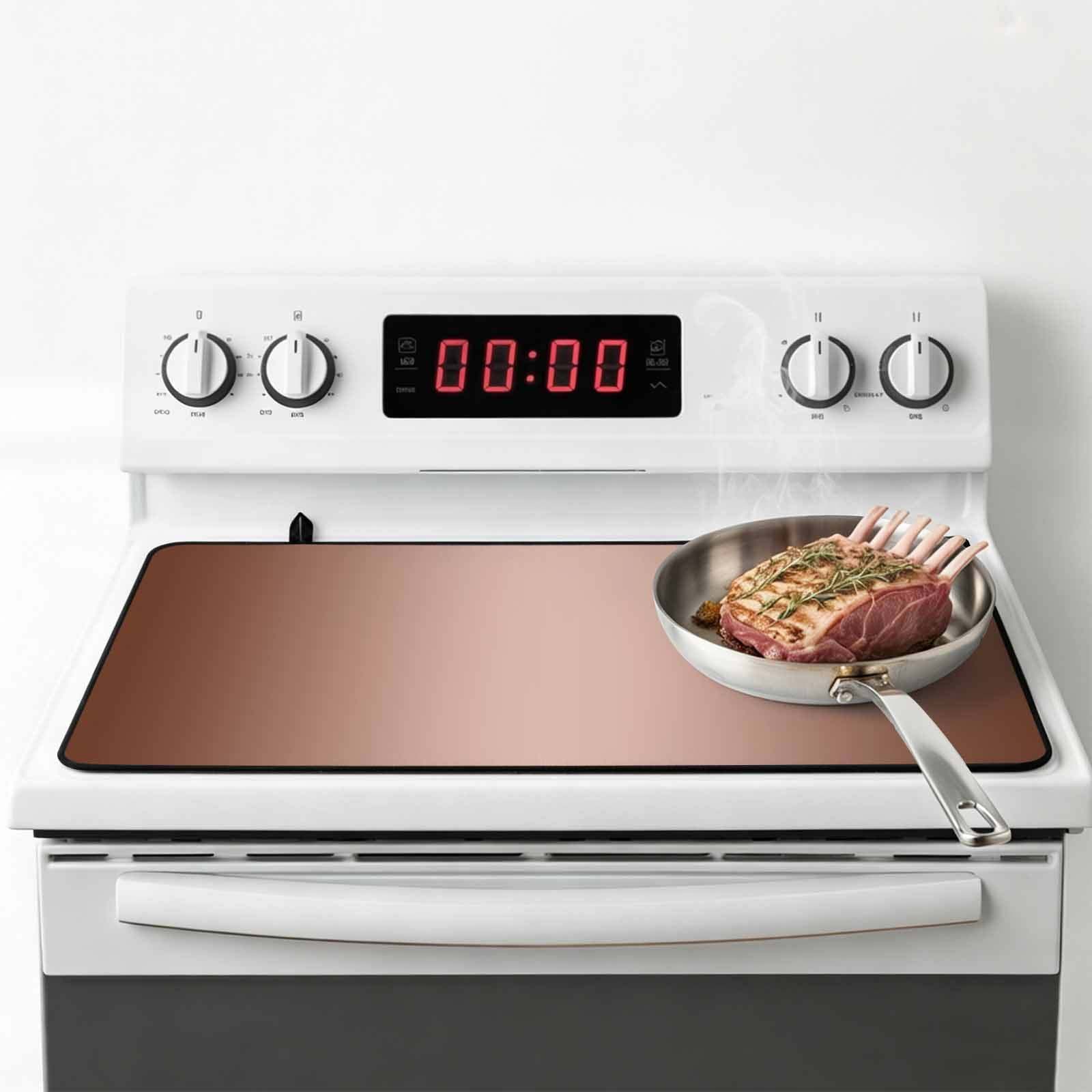 Chocolate Ombre Stove Top Cover for Electric Stove, Heat-proof & Non Slip Glass Top Stove Cover Protector, Modern Gradient Abstract Art Kitchen Flat Cooktop Rubber Mat 28.5x20.5 Inches