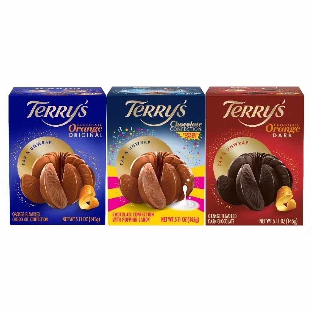 Chocolate Orange Ball 3 Pack Bundle – Milk, Dark, and Popping Candy Variety Set