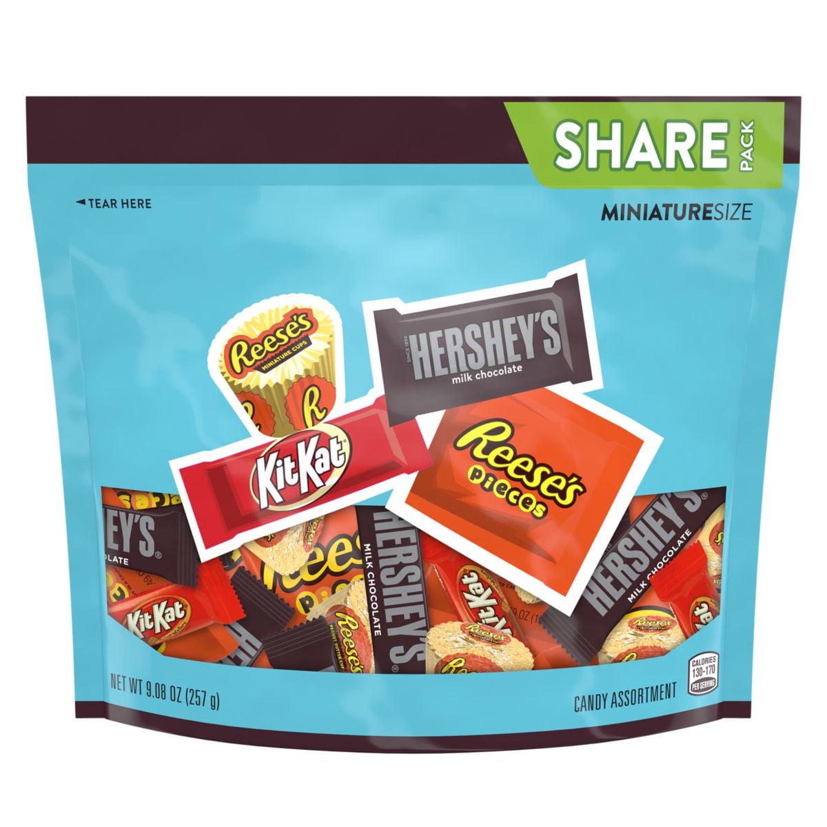 Hersheys, Reeses & Kit Kat Assorted Miniatures Chocolate And Peanut Butter Assortment Candy, Individually Wrapped, 9.08 Oz Bag
