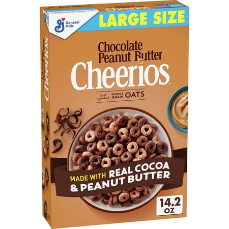 Chocolate Peanut Butter Cheerios Breakfast Cereal, Large Size, 14.2 OZ