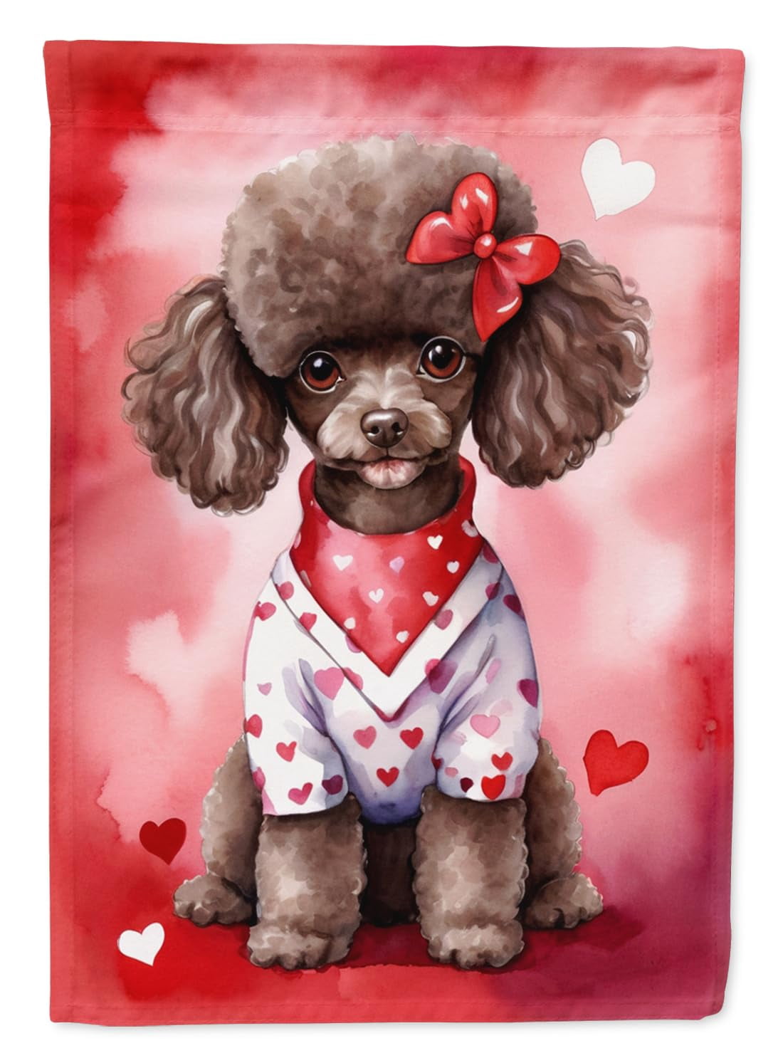 Caroline's Treasures DAC5418CHF Chocolate Poodle My Valentine House Flag Large Porch Sleeve Pole Decorative Outside Yard Banner Artwork Wall Hanging, Polyester, House Size, Multicolor