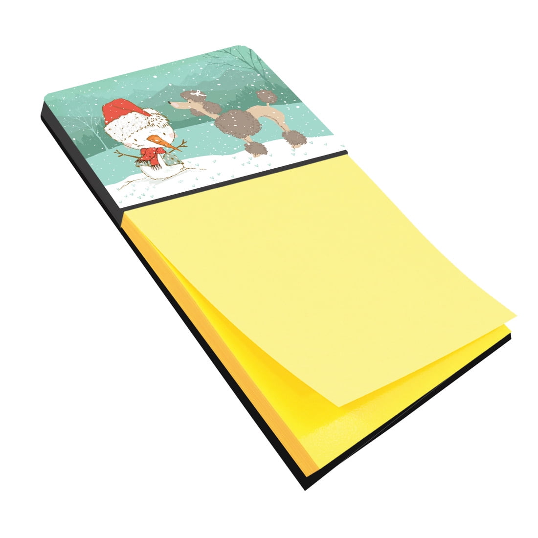 Chocolate Poodle Snowman Christmas Sticky Note Holder