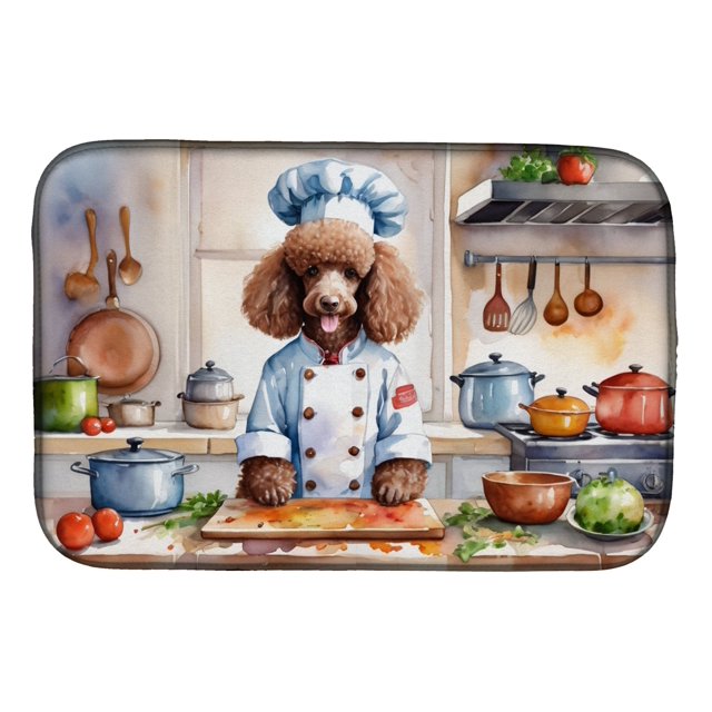 Tappetino Assorbente Per Piatti Con Stampe Autunnali - Fall Harvest Con Silver Poodle - 35x53 Cm - 4