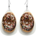 thumbnail image 1 of Chocolate Quality Doughnut Earrings for Women PU Leather Dangle Earrings, Lightweight Leather Teardrop Dangly Ear Pendants Jewelry Gift[e689], 1 of 2