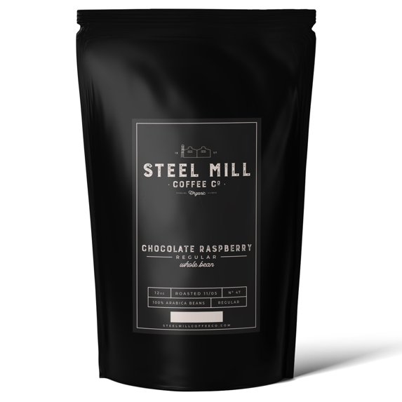 Steel Mill Coffee Co. Chocolate Raspberry Flavored Coffee, Whole Bean, Medium Roast, 2 lb Bag