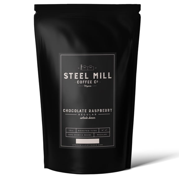 Steel Mill Coffee Co. Chocolate Raspberry Flavored Coffee, Whole Bean, Medium Roast, 2 lb Bag