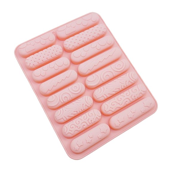 Chocolate Rod Stick Silicone Strip Mold 16 Bars Strips Candy For Cookies Candy Crayon Soap Tray Baking Tool Pink
