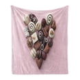 thumbnail image 1 of Chocolate Soft Flannel Fleece Blanket, Chocolate Candies Heart Shape Composition on Pink Backdrop for St Valentines Day, Cozy Plush for Indoor and Outdoor Use, 60" x 80", Multicolor, by Ambesonne, 1 of 5