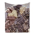 thumbnail image 1 of Chocolate Soft Flannel Fleece Blanket, Pile of Assorted Chocolate Bars Black and White Pieces with Hazelnut, Cozy Plush for Indoor and Outdoor Use, 60" x 80", Dark Brown Brown Ivory, by Ambesonne, 1 of 5