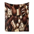 thumbnail image 1 of Chocolate Soft Flannel Fleece Throw Blanket, Chocolate Candy Sweets Truffles Gourmet Delicious Dessert Close-up Photo, Cozy Plush for Indoor and Outdoor Use, 50" x 60", Dark Brown Ivory, by Ambesonne, 1 of 5