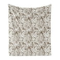 thumbnail image 1 of Chocolate Soft Flannel Fleece Throw Blanket, Classical Victorian Flowers and Leaves Abstract Arrangement with Vintage Look, Cozy Plush for Indoor and Outdoor Use, 60" x 80", Brown White, by Ambesonne, 1 of 5