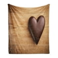 thumbnail image 1 of Chocolate Soft Flannel Fleece Throw Blanket, Chocolate Heart on the Wooden Board Background for Valentines Day, Cozy Plush for Indoor and Outdoor Use, 70" x 90", Sand Brown Dark Brown, by Ambesonne, 1 of 5