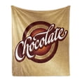 thumbnail image 1 of Chocolate Soft Flannel Fleece Throw Blanket, Master Chocolatier Sign Dark Excellence Text Retro Style, Cozy Plush for Indoor and Outdoor Use, 70" x 90", Brown Sand Brown, by Ambesonne, 1 of 5