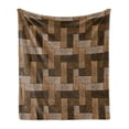 thumbnail image 1 of Chocolate Soft Flannel Fleece Throw Blanket, Parquet Pattern in Wooden Style Geometric Design in Nature Inspired Art, Cozy Plush for Indoor and Outdoor Use, 60" x 80", Beige Pale Brown, by Ambesonne, 1 of 5