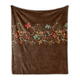 thumbnail image 1 of Chocolate Soft Flannel Fleece Throw Blanket, Romantic Valentines Day Inspired Colorful Pattern with Butterflies and Flowers, Cozy Plush for Indoor and Outdoor Use, 60" x 80", Multicolor, by Ambesonne, 1 of 5