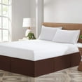 thumbnail image 1 of Chocolate Solid Pleated Bed Skirt Cal King Size - 9 Inch Drop Split Corner Pleated Bedskirts -Microfiber Box Pleated Bedskirts - Never Lift Your Mattress - Hotel Quality Bed Skirt, 1 of 8