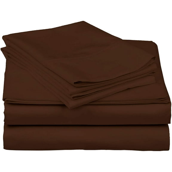 Chocolate Solid Queen XL (60"x 80") Size Sleeper Sofa Bed Sheet Set - Luxury 100% Egyptian Cotton - 800 Thread Count - Fits Mattresses Up to 5" Inches Deep Pocket