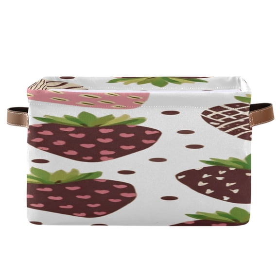 Chocolate Strawberries with Dots Square Storage Bins with Handles Collapsible Containing Box 1 Pack