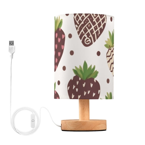 Chocolate Strawberries with Dots Table Lamp with USB Port LED Warm Light Lamp Night Light Home Decor