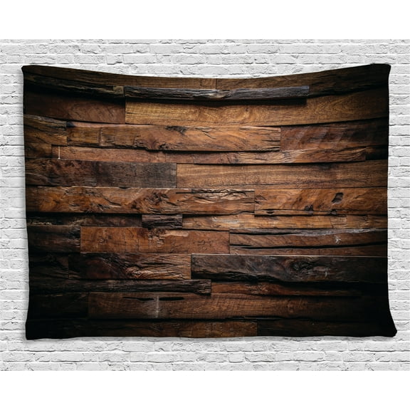 Chocolate Tapestry, Rough Dark Timber Texture Image Rustic Country Theme Hardwood Carpentry, Wall Hanging for Bedroom Living Room Dorm Decor, 60W X 40L Inches, Brown Dark Brown, by Ambesonne
