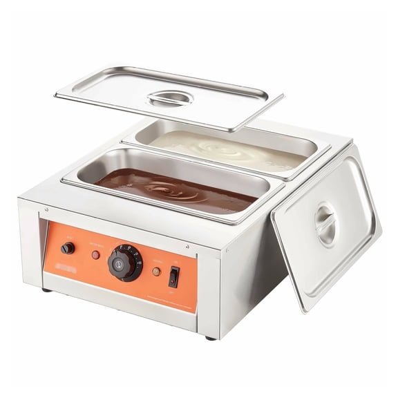 Chocolate Tempering Machine, 17.6 Lbs, 2 Tank Chocolate Melter, 1500W TEMP Control 86-185F, Stainless Steel Electric Warmer for Chocolate, Milk, Cream