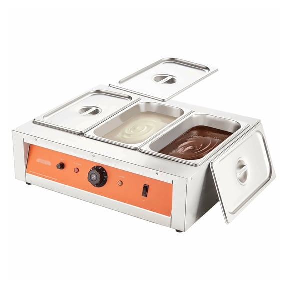 Chocolate Tempering Machine, 26.5 Lbs 3 Tanks Chocolate Melter, 1500W Stainless Steel Electric Warmer, 86-185F TEMP Control for Chocolate, Milk & Cream