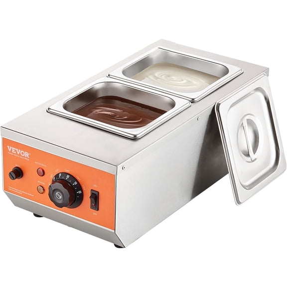 Chocolate Tempering Machine, 9 Lbs 2 Tanks Chocolate Melting Pot with TEMP Control 86~185, 800W Stainless Steel Electric Commercial Food Warmer For Chocolate/Milk/Cream Melting and Heating