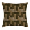 thumbnail image 1 of Chocolate Throw Pillow Cushion Cover, Parquet Pattern in Wooden Style Geometric Design in Nature Inspired Art, Decorative Square Accent Pillow Case, 18 X 18 Inches, Beige Pale Brown, by Ambesonne, 1 of 2