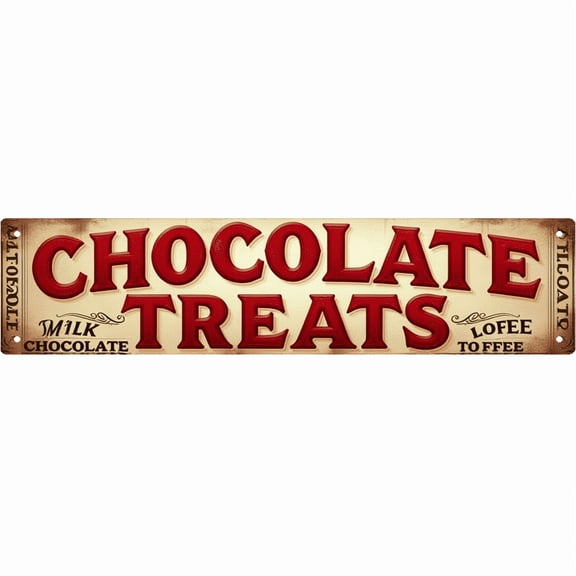 Chocolate Treats Tin Decor 16*4 Inches "CHOCOLATE TREATS" Bakery/Kitchen Wall Art - Retro Sweet Accent, Chocolate Decor, Kitchen Metal Sign