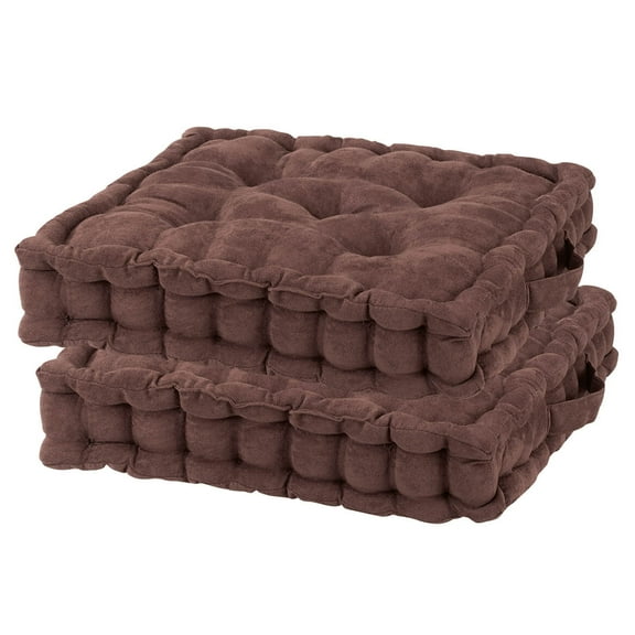 Chocolate Tufted Booster Cushion Set of 2
