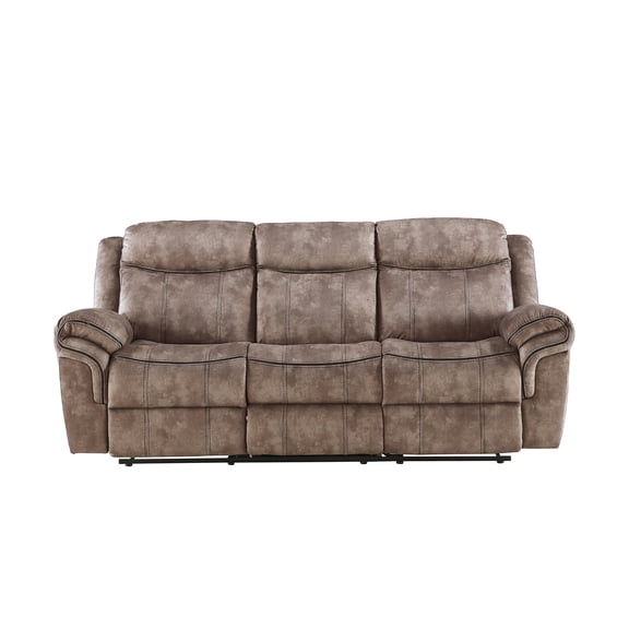 Chocolate Velvet Recliner Sofa with USB Port & Drop Down Table, 2-Seat Reclining Sofa with Storage