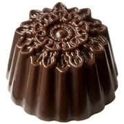 Chocolate World 1788 Polycarbonate Chocolate Mold Fluted Ornamental-Top-Round Candy Mould with 21 Cavities, Each 30.5mm Diameter x 19mm High