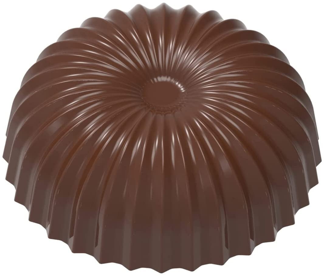 Chocolate World 1964 Polycarbonate Candy Mold with 21 Flattened-Pleated-Half-Sphere Cavities, Each 30.5mm Diameter x 11mm High