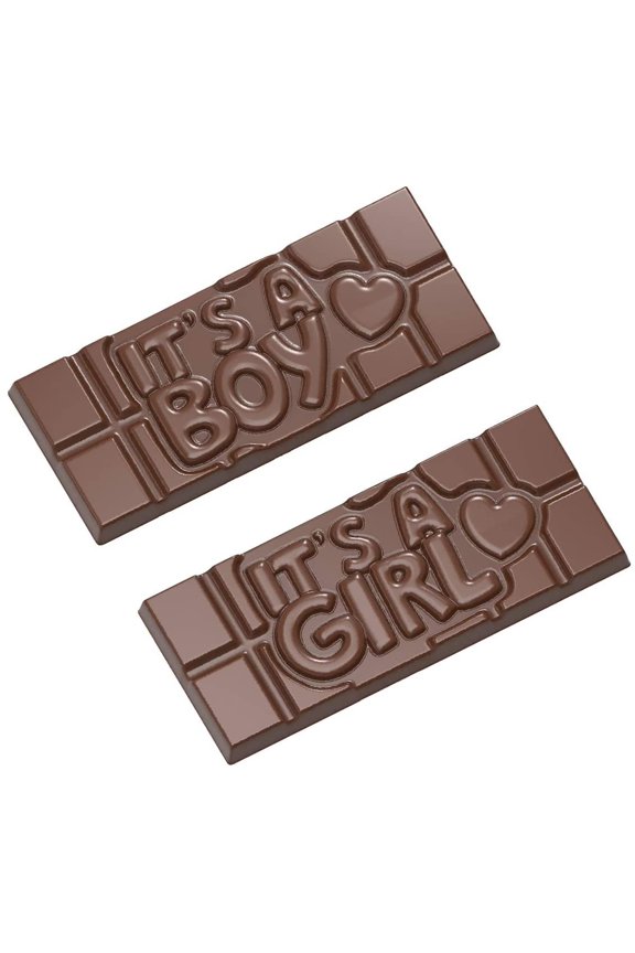 CW12012 It's-a-Boy/Girl Polycarbonate Candy Mold with 4 Cavities, Each 50mm x 118mm x 8mm High