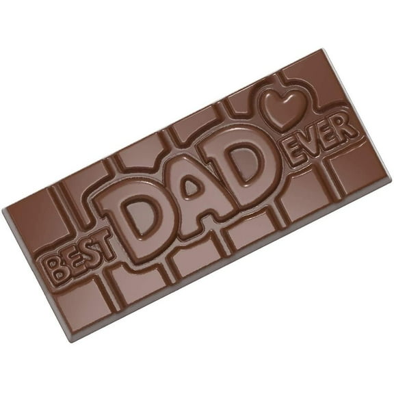 Chocolate World CW12017 Best-Dad-Ever Polycarbonate Candy Mold with 4 Cavities, Each 50mm x 118mm x 8mm High