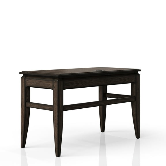 Chocolate Writing Desk With Storage, Power Ready Feature, Frame, Solid Wood + , 50", 24.00 In. Depth, 49.75 Width, 30.75 Height, 84.00 Lb Weight Structure & Ready, Storage Drawer,