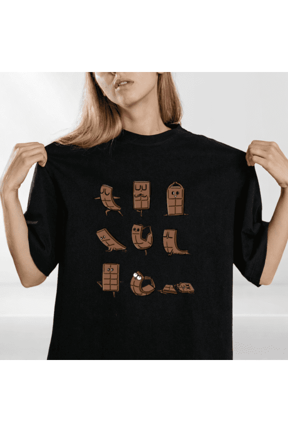 Chocolate Yoga Funny Sweet Dessert Food Fitness Graphic Cotton T Shirt,for unisex up to 5XL