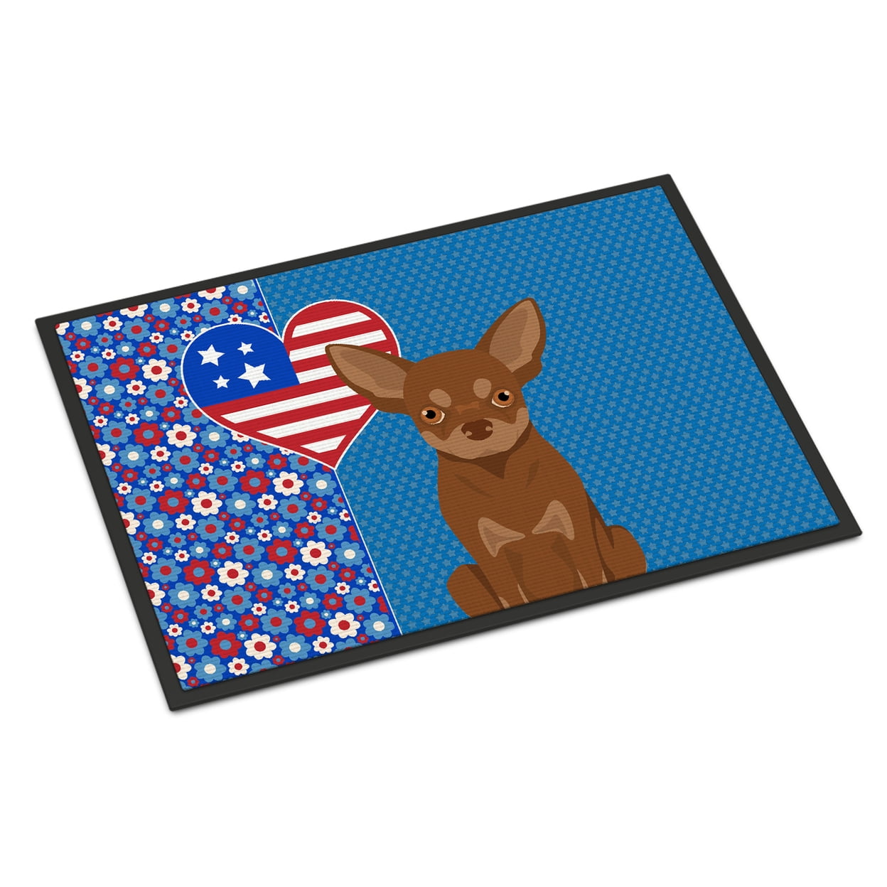 Chocolate and Tan Chihuahua USA American Indoor or Outdoor Mat 24x36
