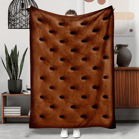 Chocolate cookie print flannel blanket, soft and comfortable, multi-purpose blanket, suitable for sofa, bed, and can be given as a gift to family and friends(30*40IN)