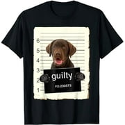 Chocolate lab Labrador Dog Mug Shot Bad Dog With Guilty T-Shirt