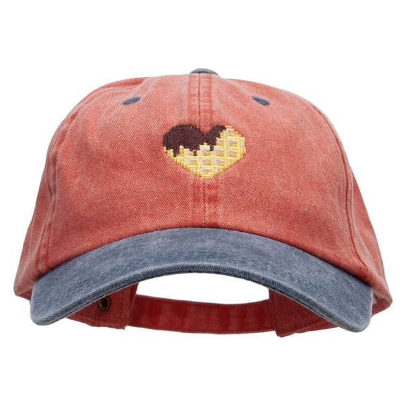Chocolate on Waffle Embroidered Pigment Dyed Wash Cap - Orange Navy OSFM
