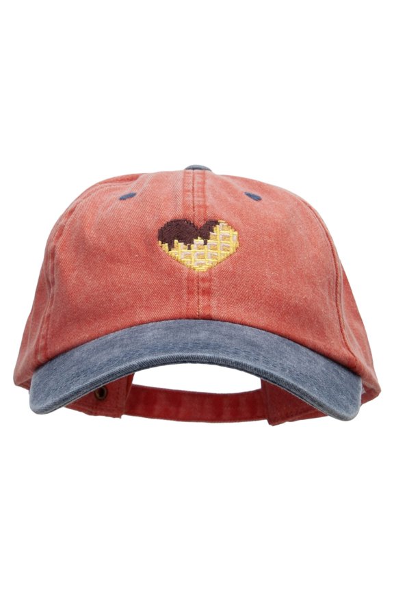Chocolate on Waffle Embroidered Pigment Dyed Wash Cap - Orange Navy OSFM