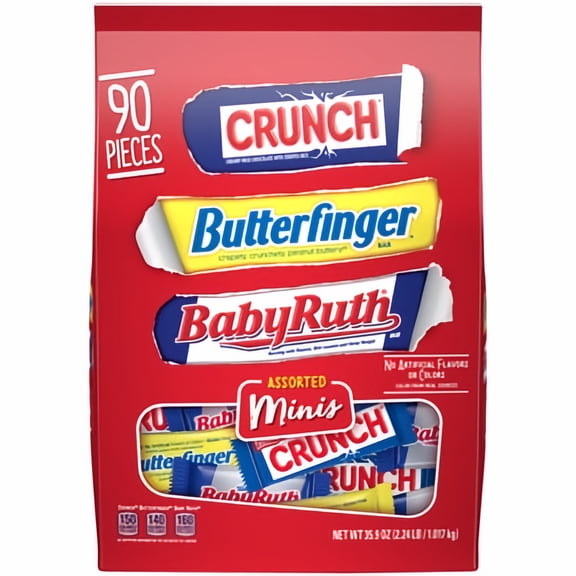 Assorted Minis Butterfinger Crunch & Baby Ruth Bars 32.4 oz (Pack of 20)