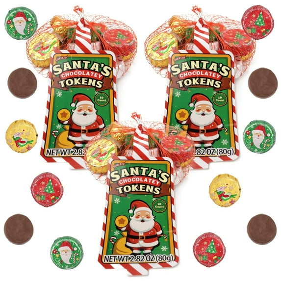 Chocolatey Christmas Candy Tokens, Stocking Stuffers, Pack of 3, 2.82 Ounces