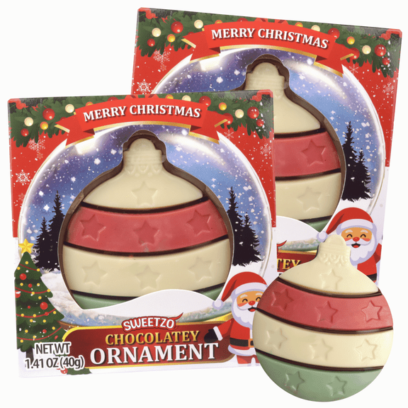 Chocolatey Christmas Ornament Candy, Holiday Stocking Stuffer Treats, 1.41 Ounces, Pack of 2