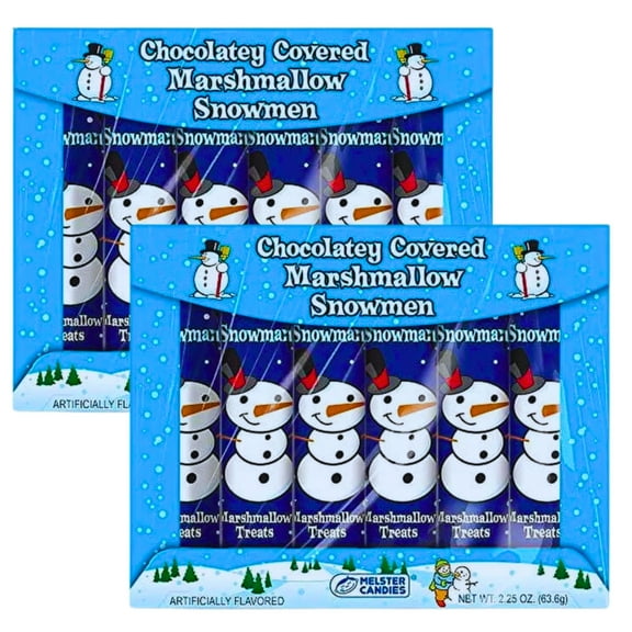 Chocolatey Covered Marshmallow Snowmen (2Boxes, 10Pcs Total) Candy Chocolate Party and Coffee Bulk Treats Christmas Favors Birthday Goody Filler Stocking Stuffer Gift Pack Supplies
