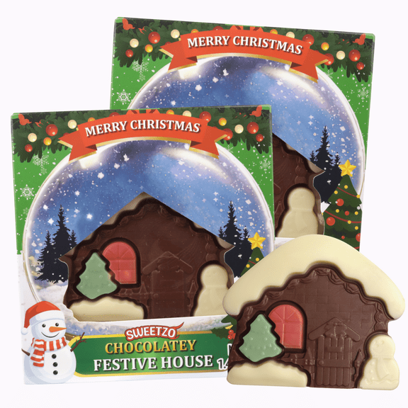 Chocolatey Festive House Christmas Candy, Stocking Stuffer Candy, 1.41 Ounces, Pack of 2