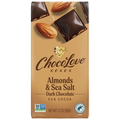 Chocolove Almonds & Sea Salt in Dark Chocolate, Contains Almonds, Soy, 3.2oz