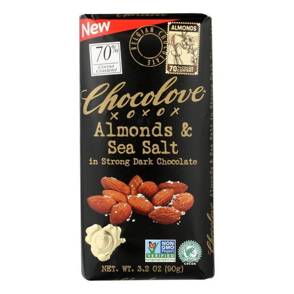 Chocolove Almonds & Sea Salt in Strong Dark Chocolate, 3.2 Oz