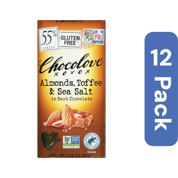 Chocolove Almonds Toffee Dark Chocolate 3.2 oz (Pack Of 12)